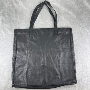 Day & Mood Black Soft Leather Bag Oversized Tote Carry Purse Inside Zip Pocket